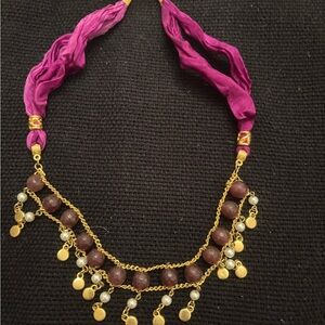 Purple and Gold Beaded Necklace